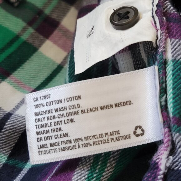Gap Ladies Light Flannel Plaid Fitted Boyfriend Button Down Shirt Women'… - Picture 5 of 7